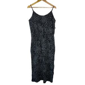 Old Navy Dress Womens Large Tall Gray Animal Cheetah Sleeveless Midi Summer‎